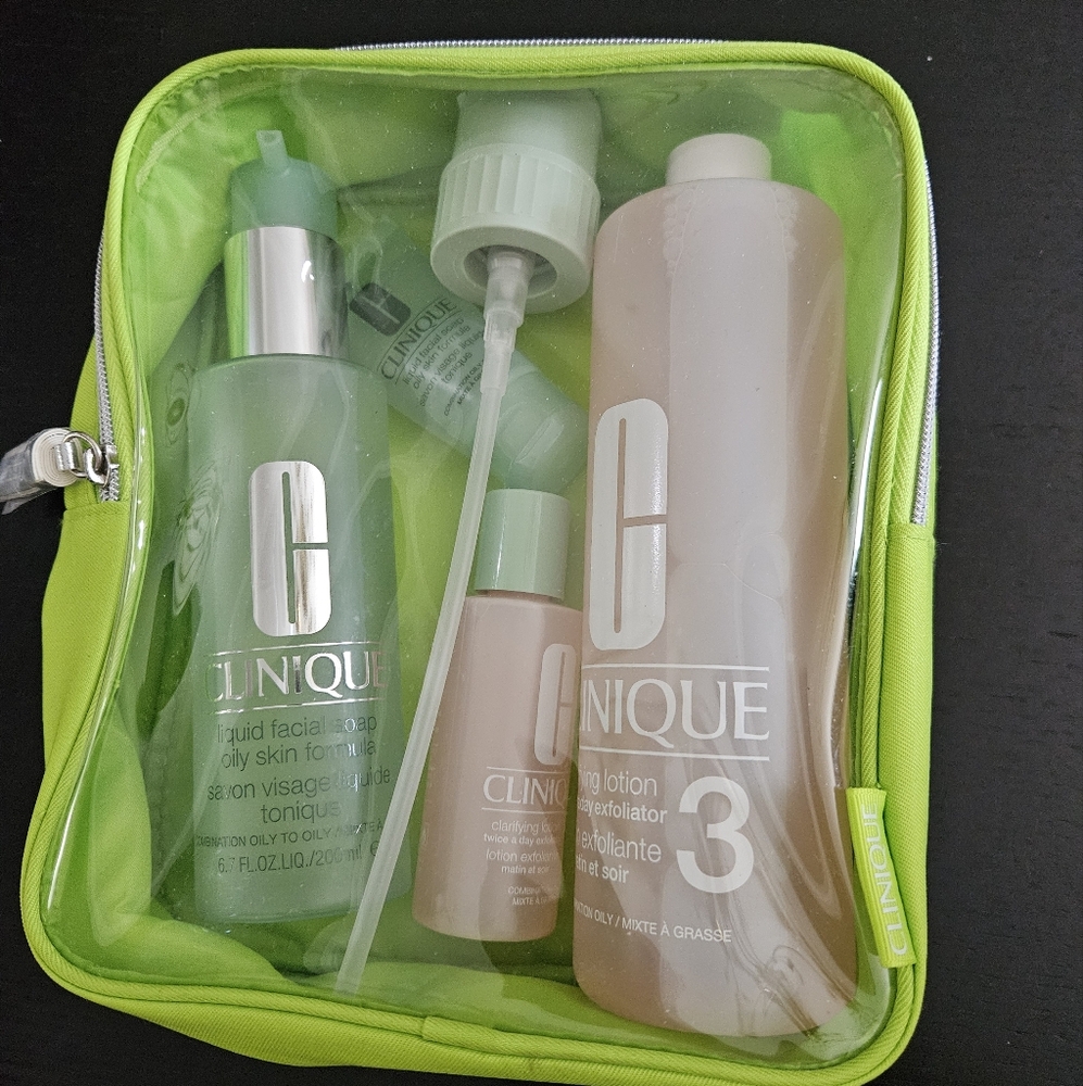 Clinique Skincare Collection in Lime Green Case
